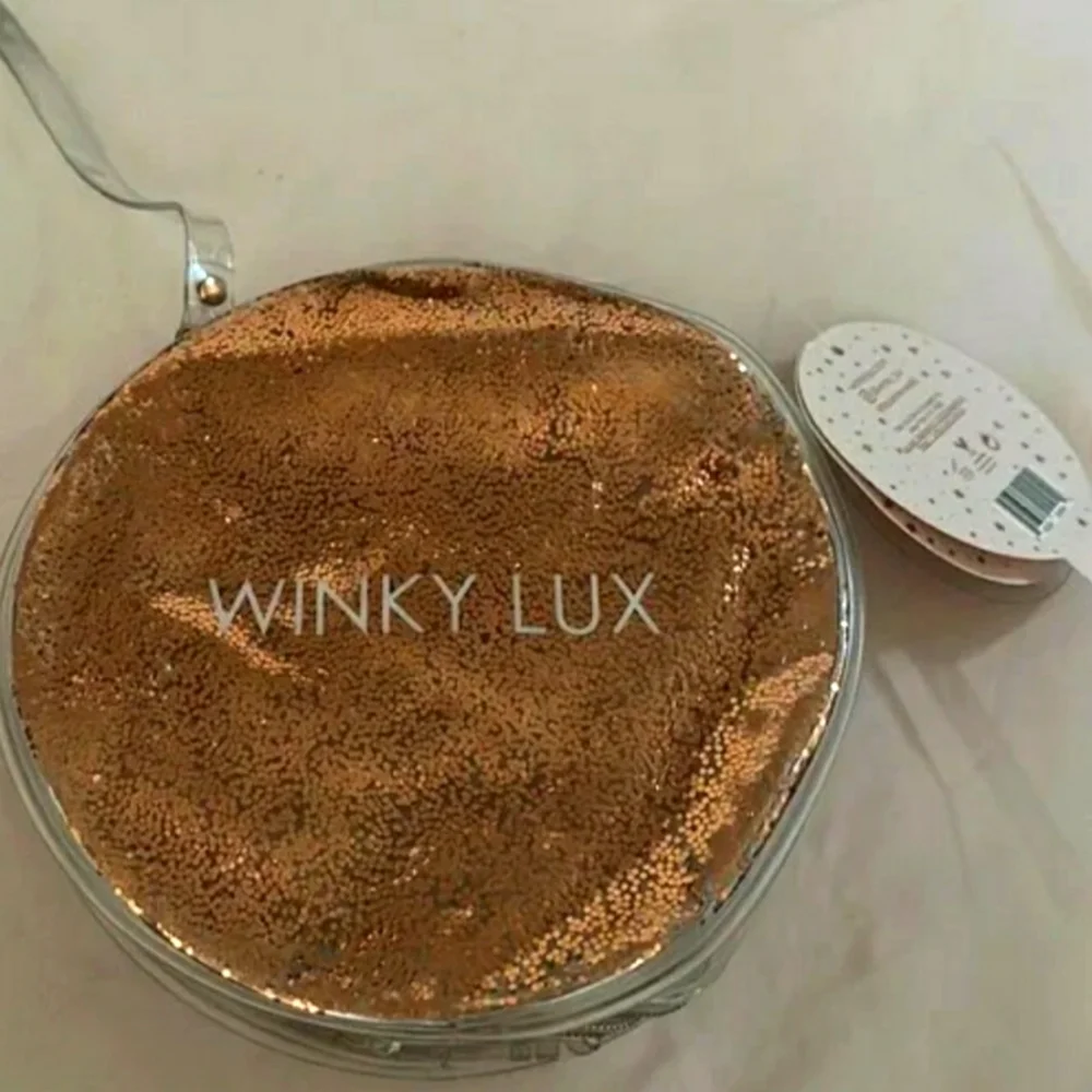 Winky Lux Rose Gold Glitter Makeup Bag NWT